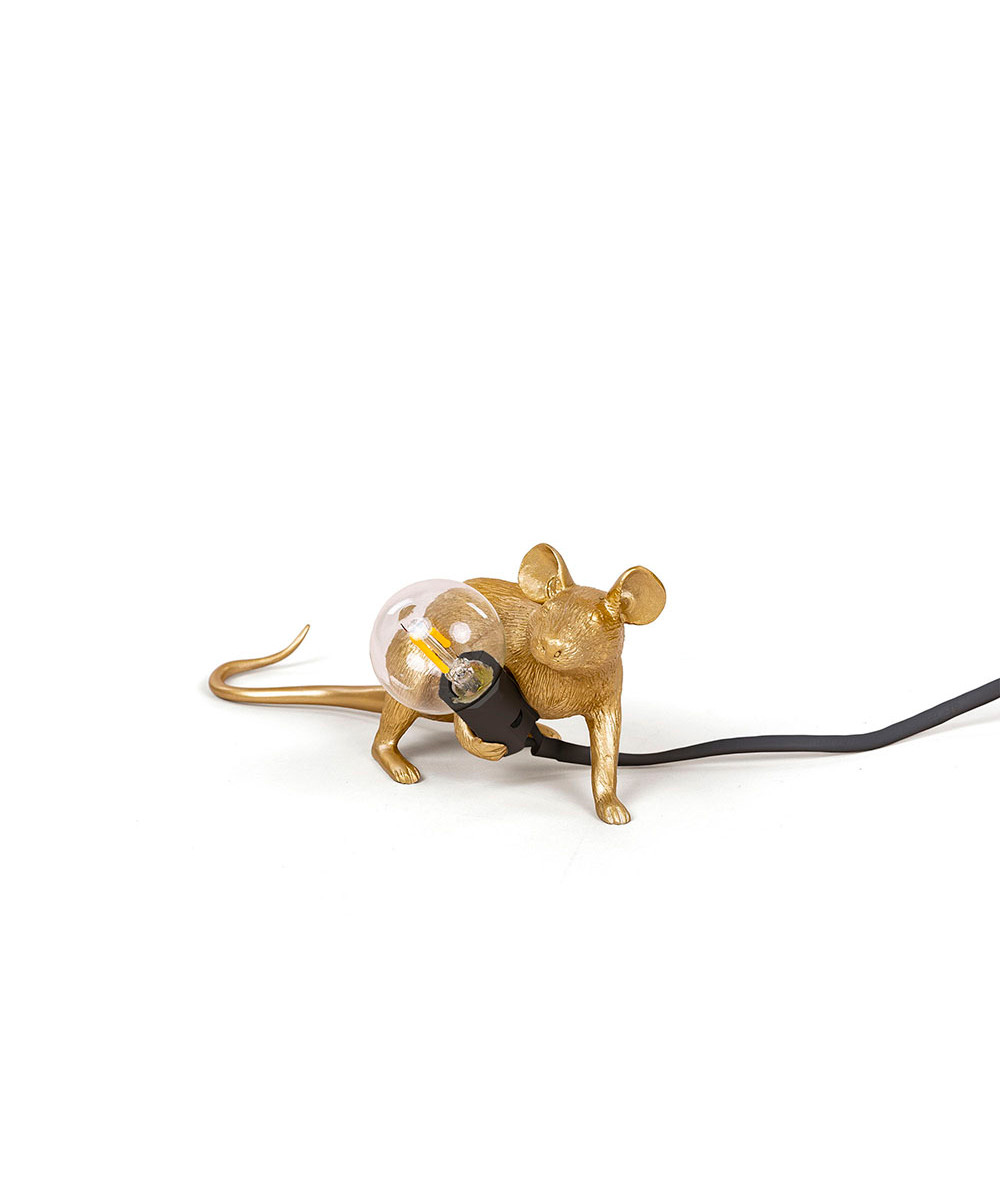 Image of Mouse Lamp Lop Lying Down Tischleuchte Gold - Seletti bei Lampenmeister.ch